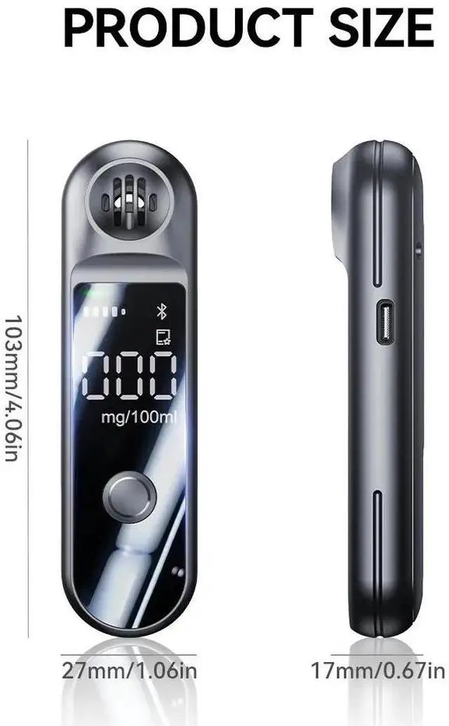 Alt view image 6 of 6 - Alcohol Tester with LCD Display Portable Charging Breathalyzer For Drunk Driving Alcohol Alcoholimeter Alcohol Detector