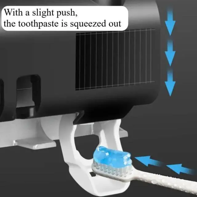 Alt view image 3 of 6 - Upgraded 3-in-1 Electric Blue Light Disinfection Toothbrush Holder with Toothpaste Dispenser, Wall-Mounted No-Drill USB Charging
