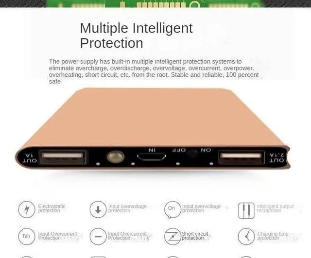 Alt view image 2 of 6 - 10000mAh Mobile Power Supply Portable Charger PowerBank Ultra-thin Fast Charger IPhoneMobile Phone External BackupBattery