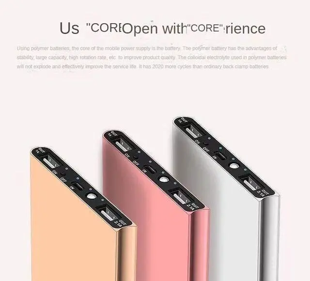 Alt view image 4 of 6 - Power Bank 10000mAh Portable Charger PowerBank Ultra-thin Fast Charger External Backup Battery