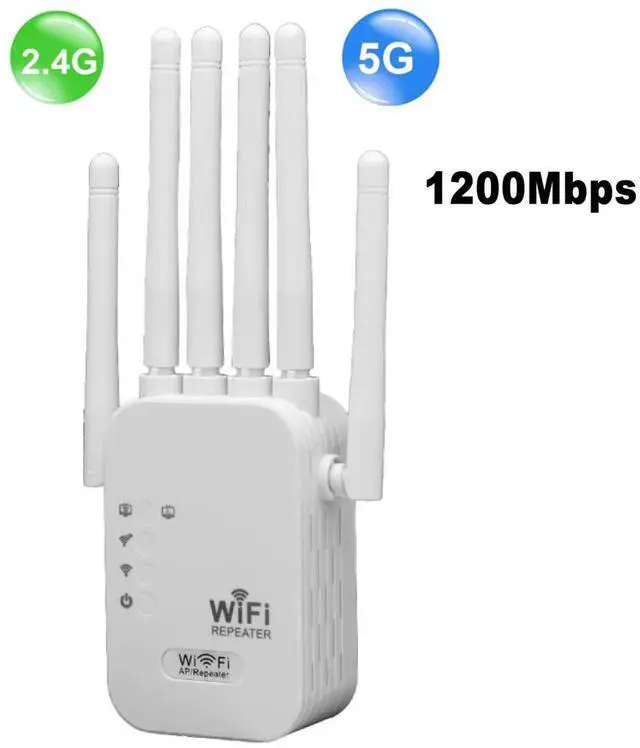 Main image of 1200Mbps Wifi Repeater Dual Band 2.4G 5G Network Range Extender Signal Booster Amplifier 6Antenna Wireless WiFi Router