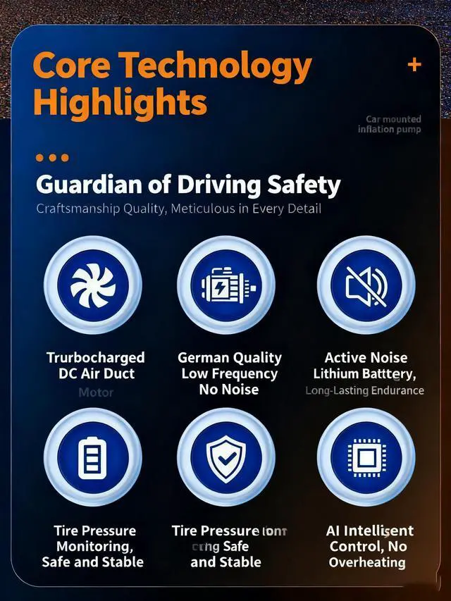 Alt view image 5 of 6 - Wireless vehicle air pump. Intelligent AI vehicle wireless air pump. High-power portable charging and inflating cylinder. Small car and electric vehicle fully automatic inflating pump