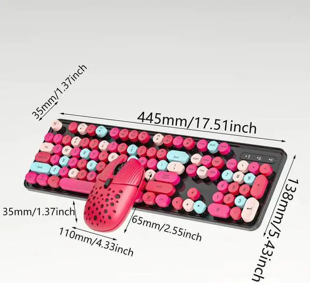 Alt view image 3 of 7 - Aessdcan Wireless Mouse And Wireless Keyboard Combination Set, Long Battery Life, 104 Keys, Beautiful Colorful And Lovely Laptop Lavender 2.4G Wireless Mouse Wireless Keyboard Purple