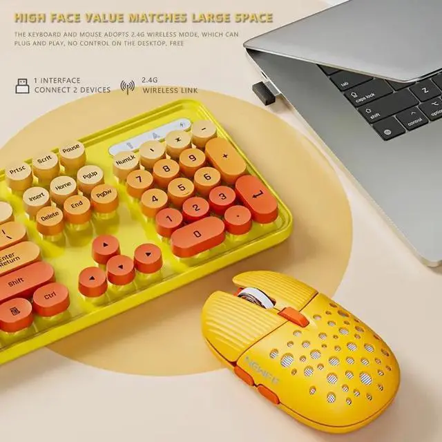 Alt view image 5 of 7 - Aessdcan Wireless Mouse And Wireless Keyboard Combination Set, Long Battery Life, 104 Keys, Beautiful Colorful And Lovely Laptop Lavender 2.4G Wireless Mouse Wireless Keyboard Purple