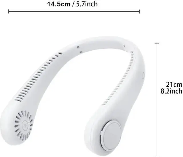Alt view image 2 of 7 - Aessdcan 2PC Portable Bladeless Neck Fan - 360° Cooling Wearable Personal Fan - Leafless, Rechargeable, USB Powered, 3 Speed - Perfect Gift for Birthdays, Easter, Boys & Girlfriends Green 2400mAh