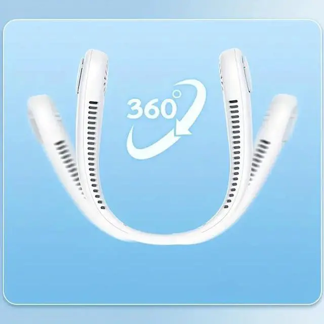 Alt view image 5 of 7 - Aessdcan 2PC Portable Bladeless Neck Fan - 360° Cooling Wearable Personal Fan - Leafless, Rechargeable, USB Powered, 3 Speed - Perfect Gift for Birthdays, Easter, Boys & Girlfriends Green 2400mAh