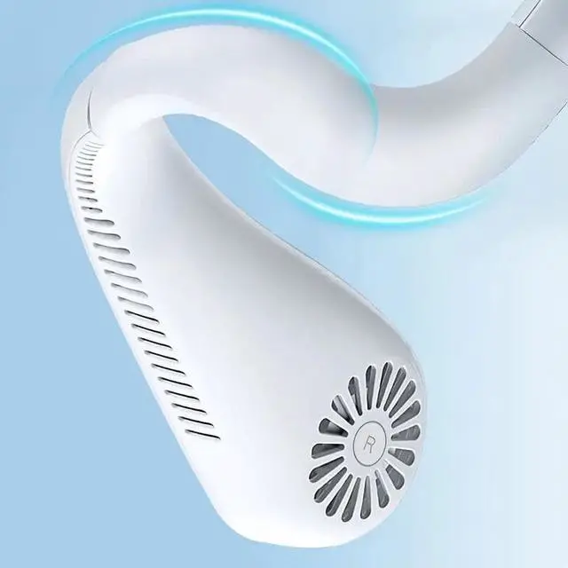 Alt view image 6 of 7 - Aessdcan 2PC Portable Bladeless Neck Fan - 360° Cooling Wearable Personal Fan - Leafless, Rechargeable, USB Powered, 3 Speed - Perfect Gift for Birthdays, Easter, Boys & Girlfriends Green 2400mAh