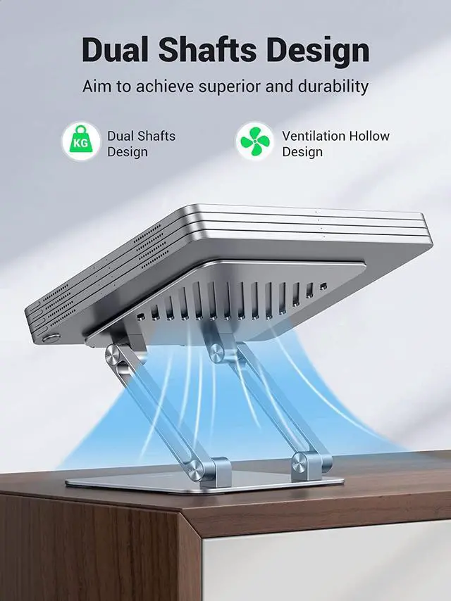 Alt view image 4 of 6 - UGREEN Tablet Stand Holder for Desk Dual Rod Support Aluminum Desktop Tablet Holder Adjustable Foldable Dock Multi-Angle Riser Compatible with ipad pro 12.9, 9.7, 10.5, ipad air Mini 4 3 2 Silver