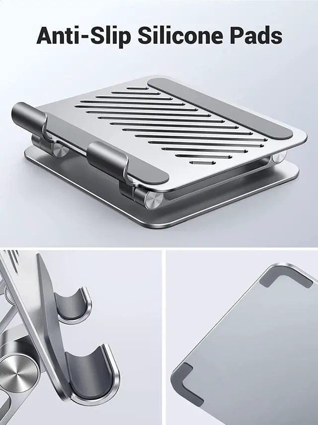 Alt view image 6 of 6 - UGREEN Tablet Stand Holder for Desk Dual Rod Support Aluminum Desktop Tablet Holder Adjustable Foldable Dock Multi-Angle Riser Compatible with ipad pro 12.9, 9.7, 10.5, ipad air Mini 4 3 2 Silver