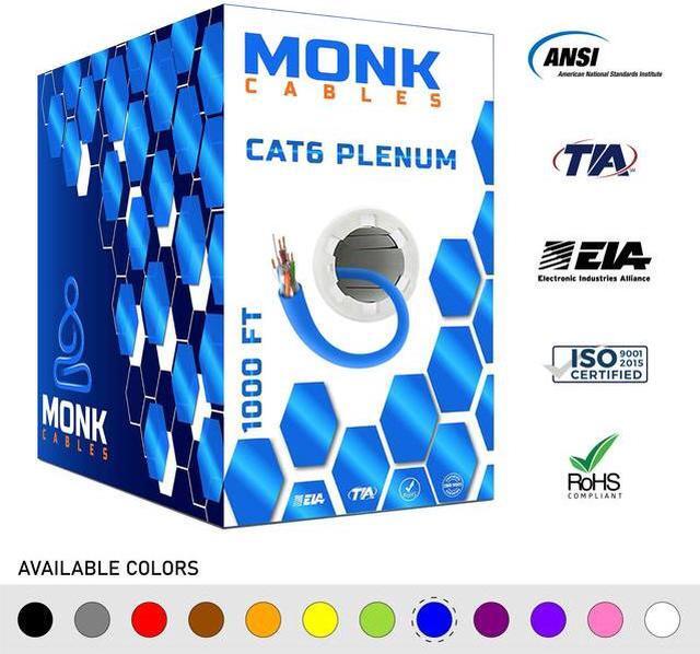 Main image of CAT6 Plenum Cable | Solid Internet Wire | CMP Plenum Rated | 23AWG 550MHz UTP | Network Ethernet Cable Bulk Blue 900ft