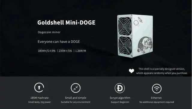 Alt view image 3 of 4 - Goldshell ASIC miner In Stock  New Goldshell Mini Doge 185M 235W Silent Miner LTC Miner Mining Doge Coin NO PSU Option