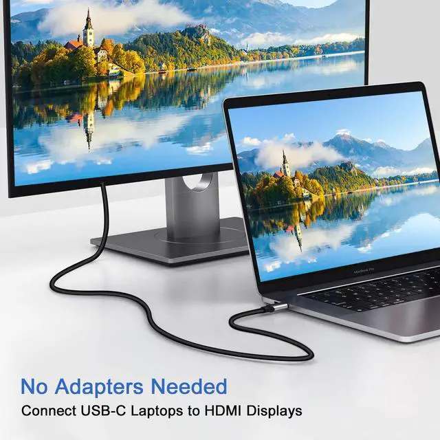 Alt view image 2 of 6 - USB Type C to HDMI Cable,6ft/1.8M(4K@60Hz) USB 3.1 Type-C to HDMI Cable,Thunderbolt 3 Compatible with MacBook Pro 2021/2020, MacBook Air,iPad Pro 2021,Surface Book 2,Galaxy S20 and More