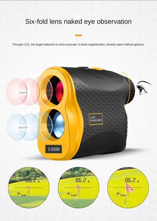 Alt view image 4 of 7 - Laser Range Finder Telescope,546.8 Yards Farther,6 Times Magnification Laser Range Finder for Shooting,Hunting and Golf with Ranging,Speed,Flagpole Lock,Fog Measurement,Angle measurement,IP54 Waterpro