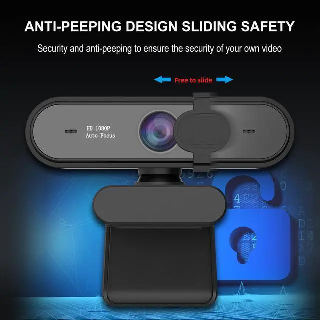 Alt view image 3 of 7 - Web Camera Full HD 1080P/30FPS Webcam Live Streaming Camera with Noise Reduction Microphone,Autofocus & Privacy Cover,Highest Resolution 1920X1080,95-Degree FOV,2MP Camera for Zoom/Skype/Teams,Confere