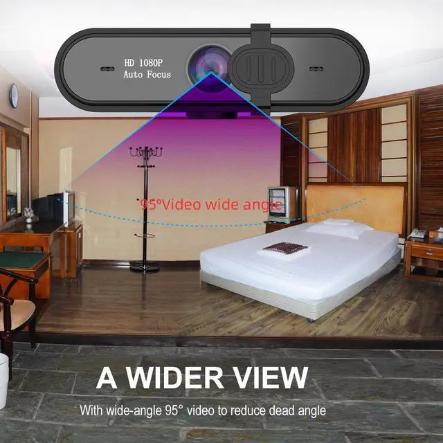 Alt view image 4 of 7 - Web Camera Full HD 1080P/30FPS Webcam Live Streaming Camera with Noise Reduction Microphone,Autofocus & Privacy Cover,Highest Resolution 1920X1080,95-Degree FOV,2MP Camera for Zoom/Skype/Teams,Confere