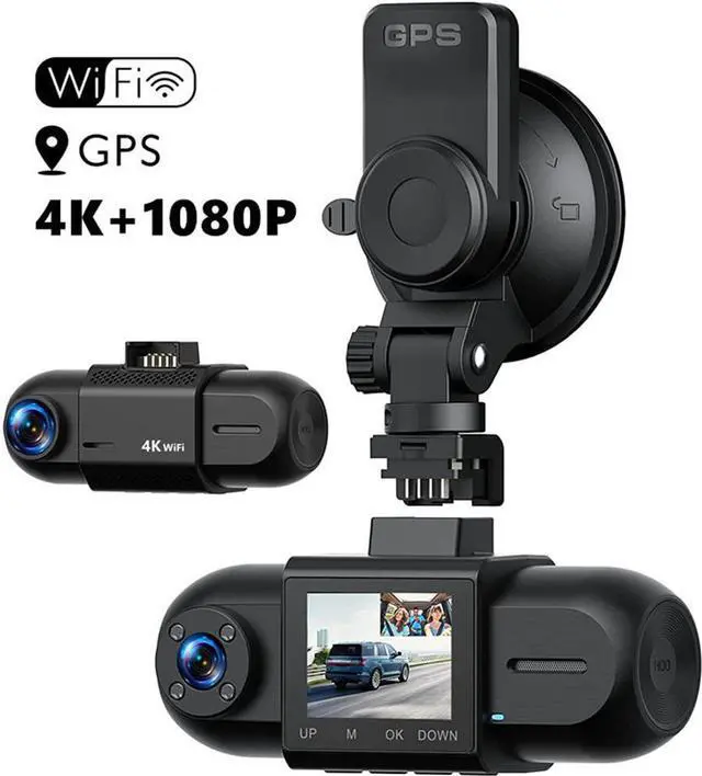 Main image of Real 4K 5G WiFi Dual Dash Cam with WiFi GPS,2160P Car Camera with Free App,UHD 4K+1080P Driving recorder,1.5 Inch Car Dash Camera,24/7 Parking Mode,Night Vision,Motion Detection,Gravity sensor,Loop Re