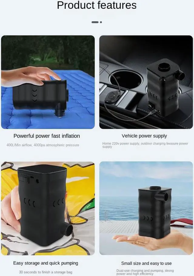 Alt view image 4 of 7 - 2 In 1 Electric Air Pump,Multifunctional Vacuum Air Pump+Cordless Electric Air Pump Mini Inflator Pump,6000mAh Rechargeable Battery with 3 Air Nozzles,Perfect for Air Mattress Bed,Swimming Pool Floats