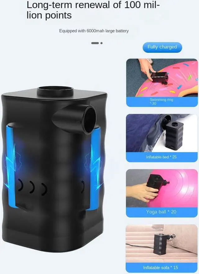 Alt view image 5 of 7 - 2 In 1 Electric Air Pump,Multifunctional Vacuum Air Pump+Cordless Electric Air Pump Mini Inflator Pump,6000mAh Rechargeable Battery with 3 Air Nozzles,Perfect for Air Mattress Bed,Swimming Pool Floats