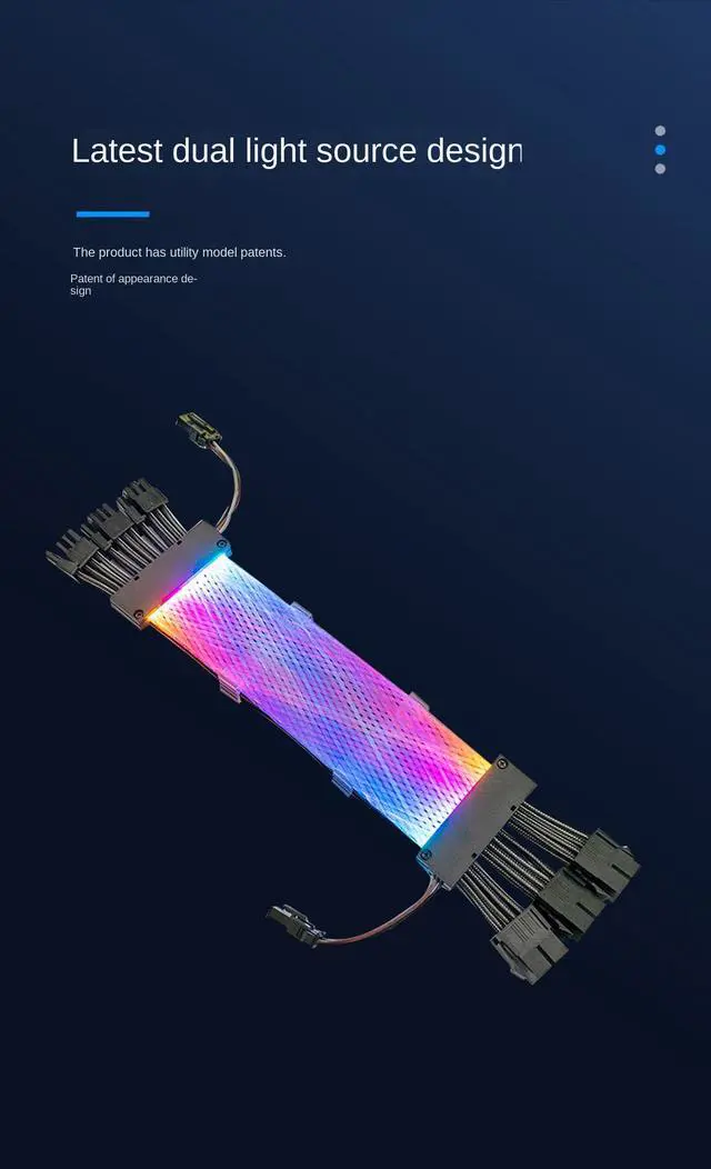 Alt view image 4 of 7 - ARGB Power Graphics Card Cable Power Extension Cable,ATX Chassis Power Connector Extension Cable,Dual Light Source 8Pin Male to Female Adapter Cable,18AWG 41 * 0.16 Tinned Wire,3*8Pin Mesh Synchronous