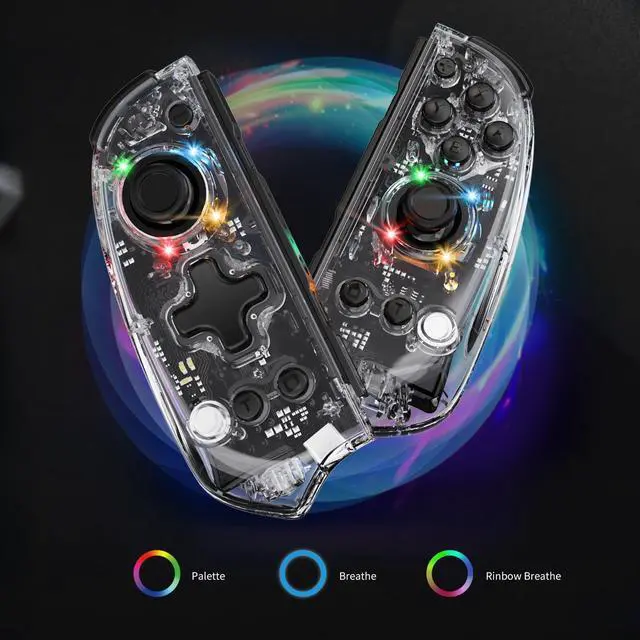 Alt view image 3 of 7 - Joypad Controller for Nintendo Switch,Wireless Joy Con Replacement Switch Controller 8 Colors Adjustable RGB LED Joypad Controller with Color Light Wake-up/Turbo/Dual Shock/Vibration/Glare Gamepad Joy