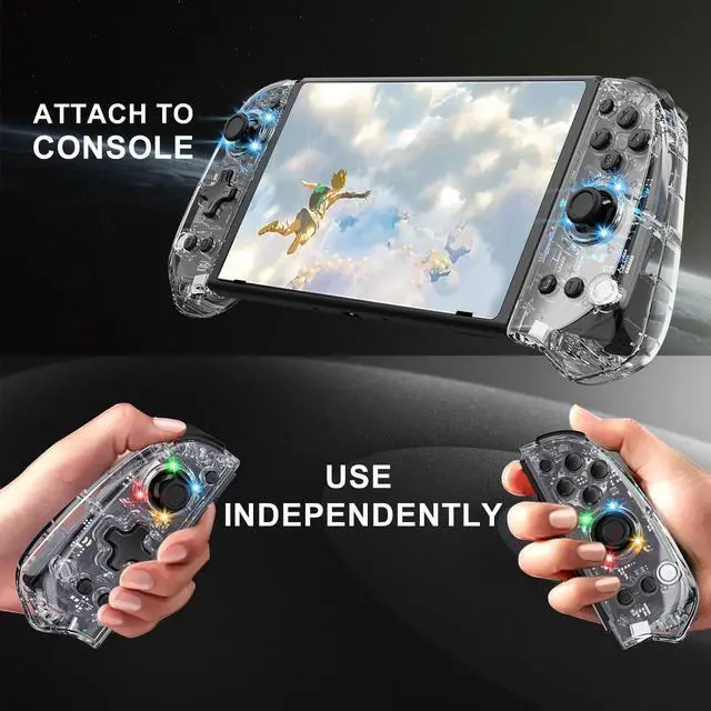 Alt view image 7 of 7 - Joypad Controller for Nintendo Switch,Wireless Joy Con Replacement Switch Controller 8 Colors Adjustable RGB LED Joypad Controller with Color Light Wake-up/Turbo/Dual Shock/Vibration/Glare Gamepad Joy