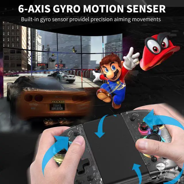 Alt view image 6 of 7 - Joypad Controller for Nintendo Switch/Switch OLED,Wireless Joy Con Replacement Switch for Joycon Controller 8 Colors Breathing Adjustable RGB LED Joypad Controller with Turbo/Asymmetrical Vibration/6-