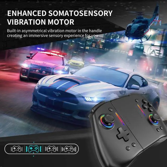 Alt view image 3 of 7 - Joypad Controller for Nintendo Switch/Switch Lite/Switch OLED,Wireless Joy Con Replacement Switch for Joycon Controller 8 Colors Breathing Adjustable RGB LED Joypad Controller with Turbo/Vibration/6-A