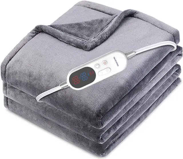 Main image of Heated Blanket Electric Throw, 51" x 60" Soft 220GSM Dual Sided Flannel Blanket with 6 Gear Temperature Heating Level and 1-12 Hour Timing, Warm Cozy Fast Heating Overheating Protection Blanket, Machi