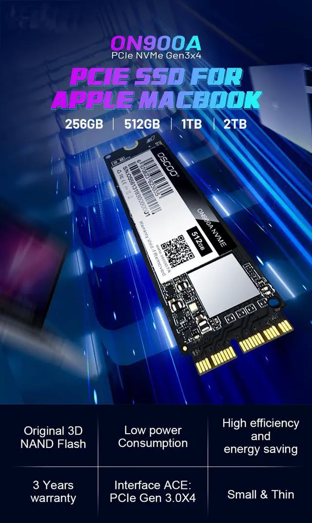 Alt view image 2 of 7 - MAC SSD Solid State Hard Drive PCIE Gen 3.0X4 Nvme 1.3 3D NAND TLC Three-Layer,Support TRIM,T.M.A.R.T,Read Up to 2,000MB/s Compatible with Apple MacBook Air,MacBook Pro,iMac,Mac Pro,Mac Mini 256 GB