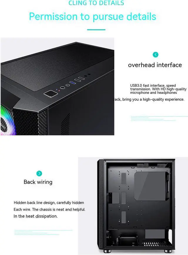 Alt view image 6 of 7 - Computer Case Gaming PC Case ATX Mid-Tower Tempered Glass Side Panel Computer Chassis Desktop Case Support ATX,Micro-ATX,ITX,Pre-Installed 6 PCS 120mm SRGB Fans,Front Side Mesh Intakes,Expansion White