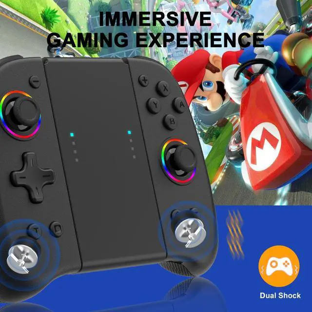 Alt view image 6 of 7 - Joypad Controller for Nintendo Switch,Wireless Joy Con Replacement Switch Controller 8 Colors Adjustable RGB LED Joypad Controller with Color Light Wake-up/Turbo/Dual Shock/Vibration/Glare Gamepad Joy