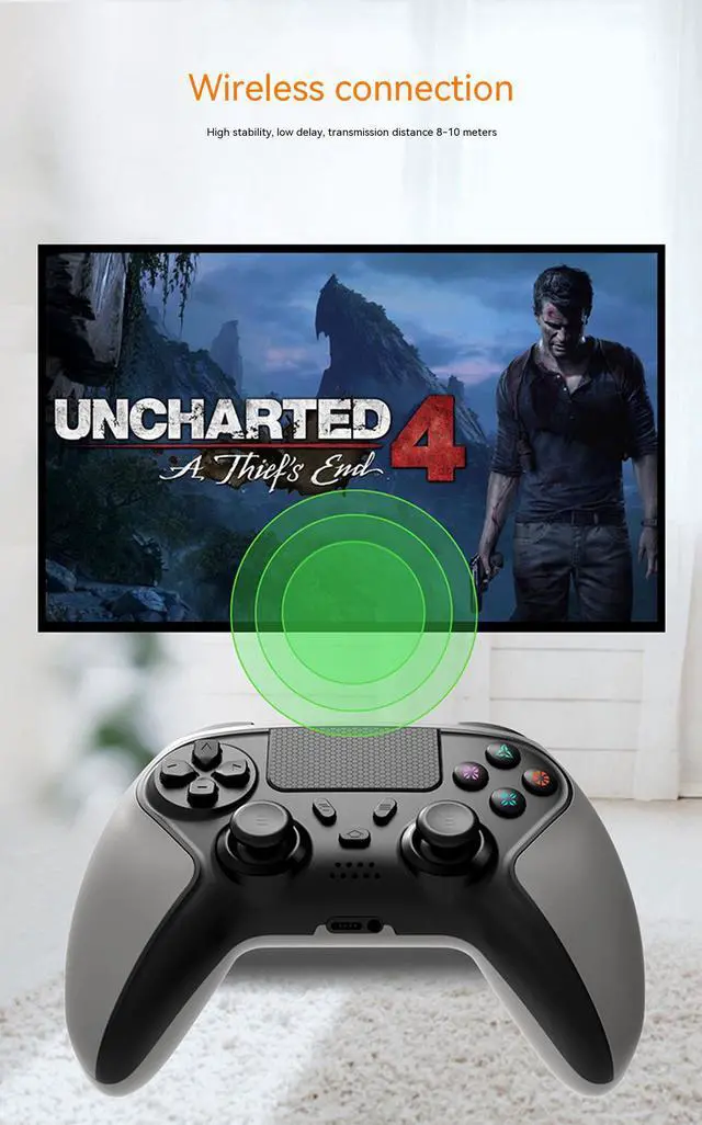 Alt view image 4 of 7 - Wireless Gaming Controller for PS4/Playstation 4/IOS13/Android/PC D-Input,PS4 Gamepad Joystick,Wireless Bluetooth Controller PC Controller with Capacitive Touch Pad,Dual Shock Vibration,6-Axis White