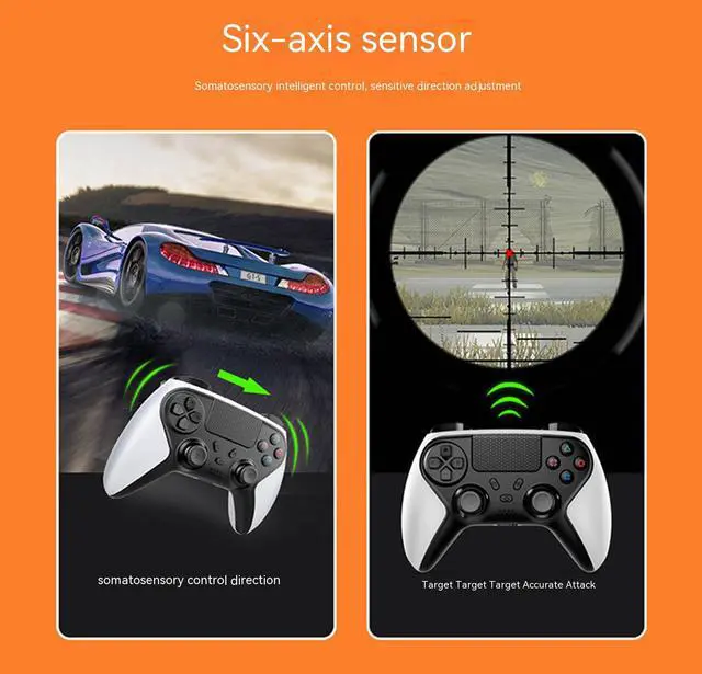Alt view image 6 of 7 - Wireless Gaming Controller for PS4/Playstation 4/IOS13/Android/PC D-Input,PS4 Gamepad Joystick,Wireless Bluetooth Controller PC Controller with Capacitive Touch Pad,Dual Shock Vibration,6-Axis White