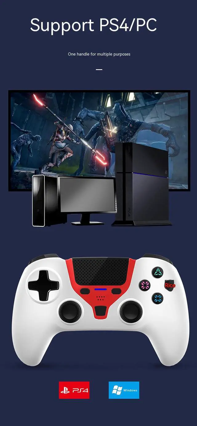 Alt view image 3 of 7 - Wireless Gaming Controller for PS4/Playstation 4/PC Windows 10/8/7,PS4 Gamepad Joystick,Wireless Bluetooth Controller PC Controller with Touch Pad,Dual Shock Vibration,6-Axis Gyroscope,Stereo Audio He