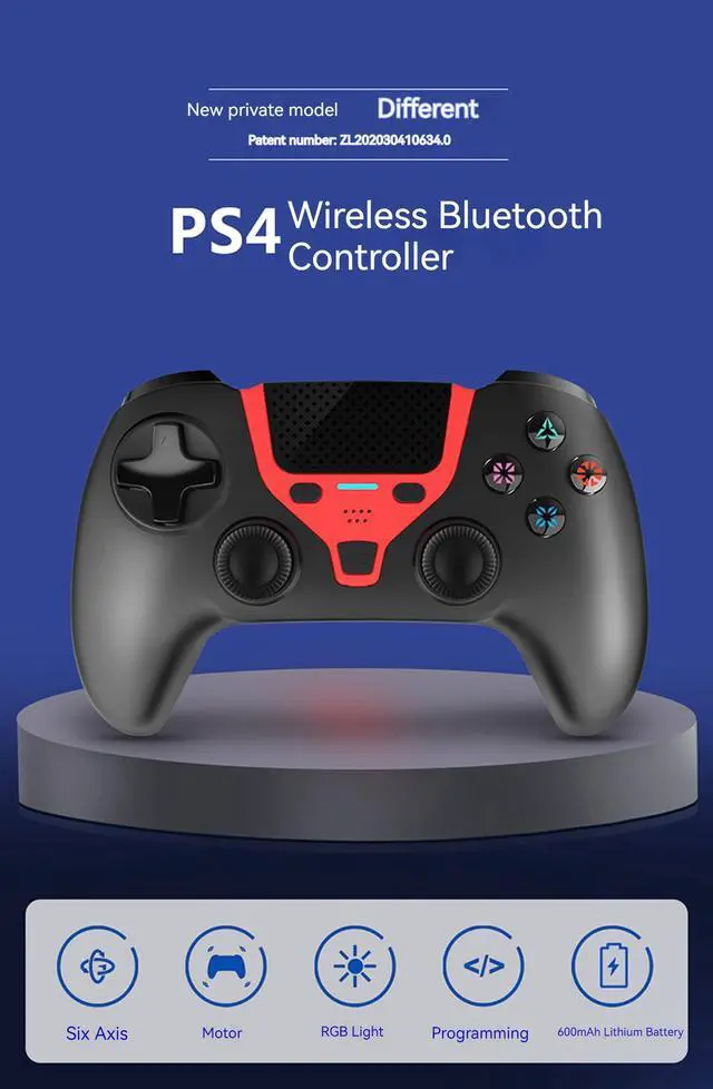 Alt view image 2 of 7 - Wireless Gaming Controller for PS4/Playstation 4/PC Windows 10/8/7,PS4 Gamepad Joystick,Wireless Bluetooth Controller PC Controller with Touch Pad,Dual Shock Vibration,6-Axis Gyroscope,Audio Red