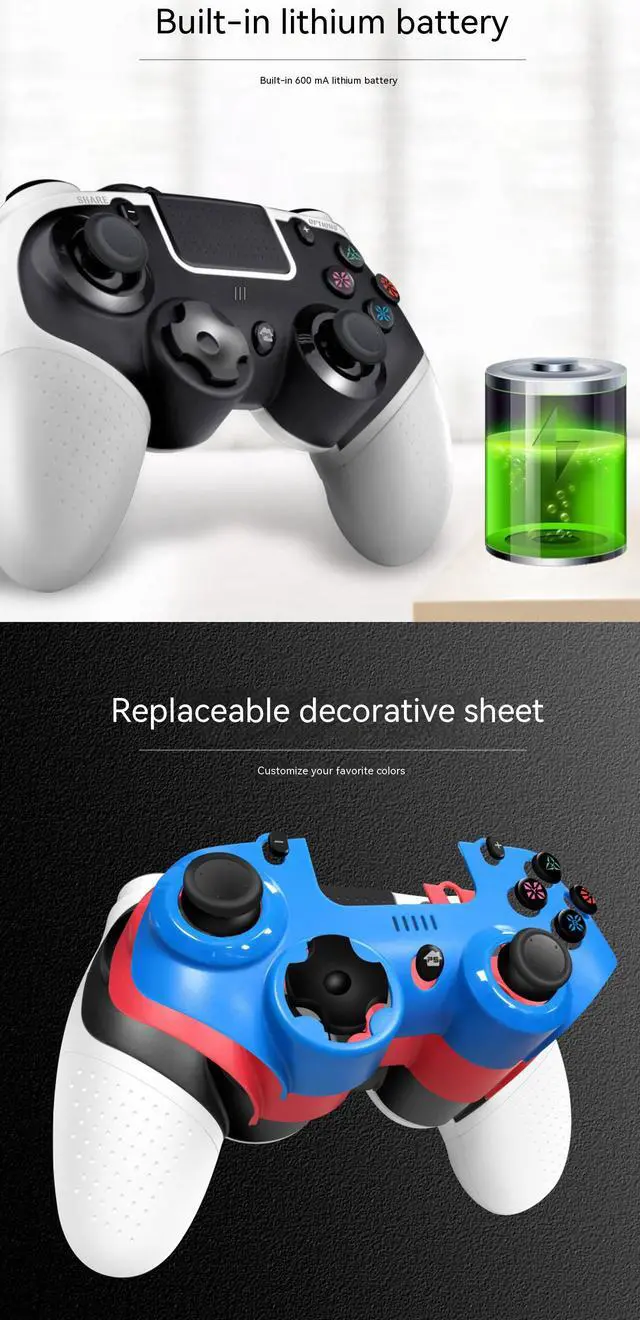 Alt view image 5 of 7 - Wireless Gaming Controller for PS4/Playstation 4/Nintendo Switch/IOS13/Android,PS4 Gamepad Joystick,Switch Joystick Wireless Bluetooth Controller Switch Controller with Touch Pad,Turbo,Dual MotorWhite