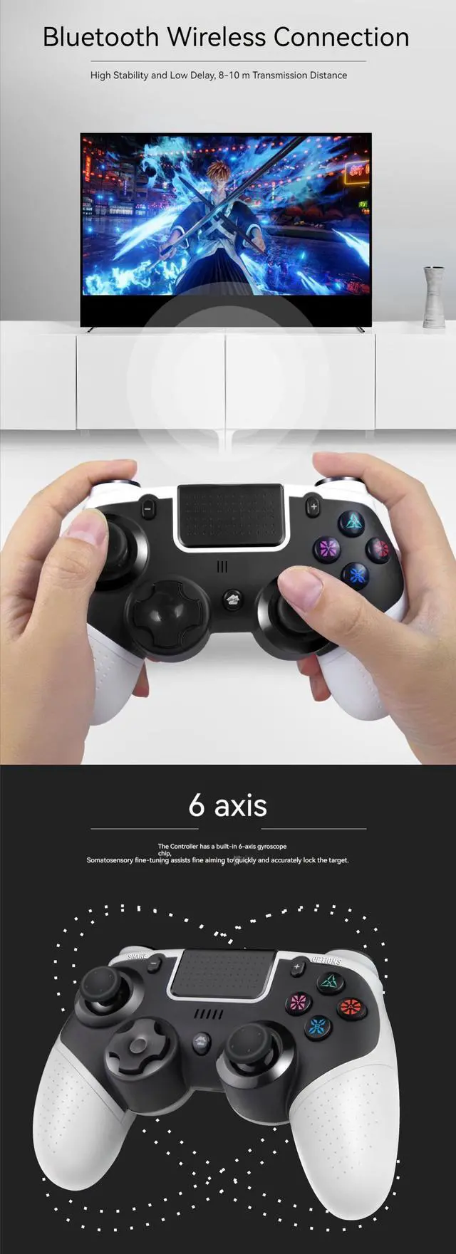 Alt view image 4 of 7 - Wireless Gaming Controller for PS4/Playstation 4/Nintendo Switch/IOS13/Android,PS4 Gamepad Joystick,Switch Joystick Wireless Bluetooth Controller Switch Controller with Touch Pad,Turbo,Dual Motor Red