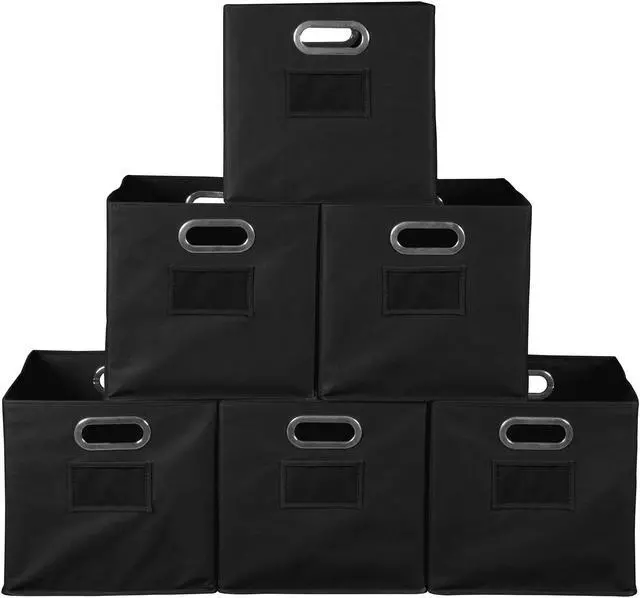 Alt view image 6 of 10 - Niche Cubo Set of 6 Foldable Fabric Storage Bins- Black
