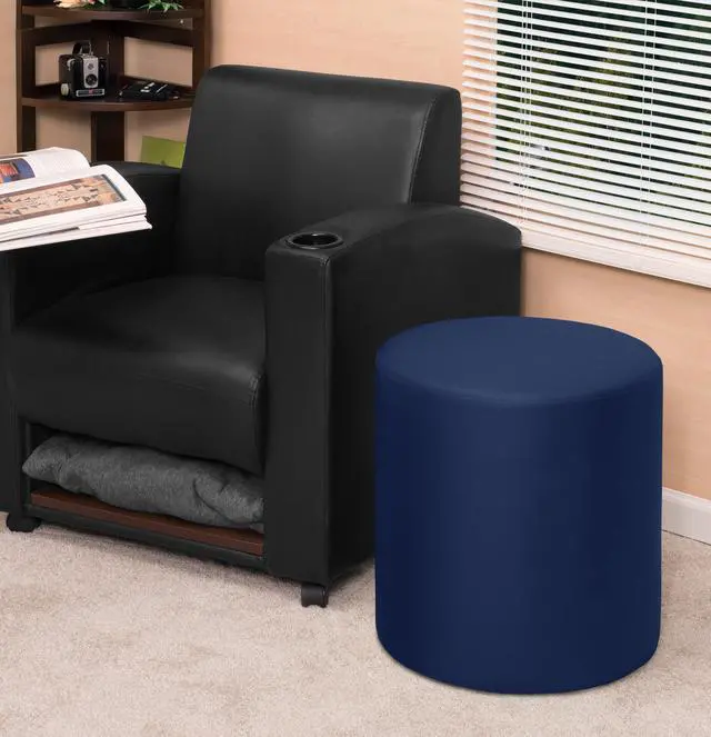 Alt view image 2 of 5 - Regency Logan Round Stool Ottoman- Naval Blue