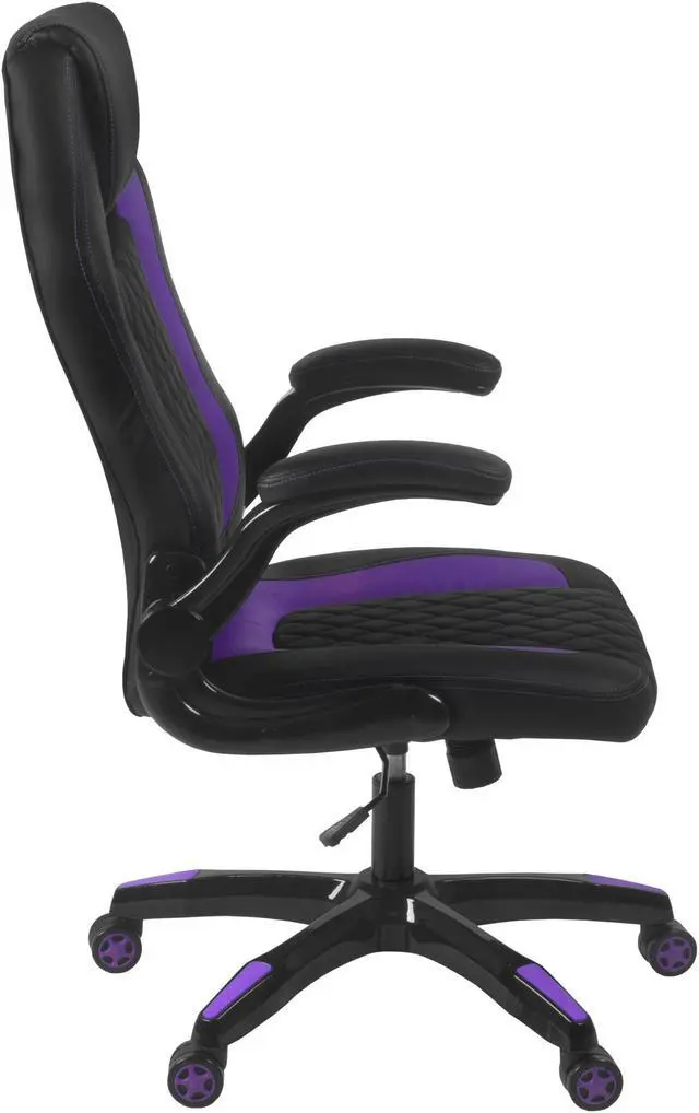 Alt view image 6 of 7 - Aon Archeus Ergonomic Gaming Office Chair  High-Back Computer Desk Chair with Lumbar Support, Flip-Up Arms, Tilt Lock, 360° Swivel & Padded Seat for Gamers & Professionals (Black & Purple)