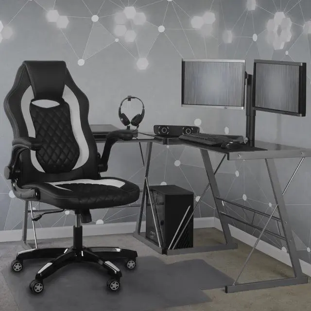 Alt view image 2 of 7 - Aon Archeus Ergonomic Gaming Office Chair  High-Back Computer Desk Chair with Lumbar Support, Flip-Up Arms, Tilt Lock, 360 degree Swivel & Padded Seat for Gamers & Professionals (Black & White)