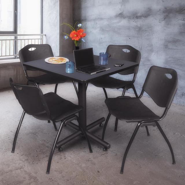 Regency Kahlo 42 in. Square Breakroom Table & 4 Restaurant Stack Chairs -  REG-TPL424229 – SchoolOutlet