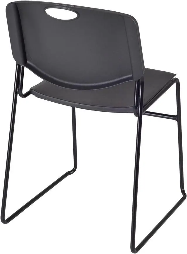 Alt view image 7 of 7 - Regency Kee 42 in. Square Mobile Adjustable Classroom Table- Cherry & 4 Zeng Stack Chairs- Black