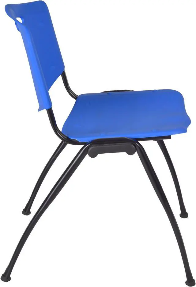Alt view image 7 of 7 - Regency Kobe 42 in. Square X-Base Breakroom Table- Cherry, 4 M Stack Chairs- Blue