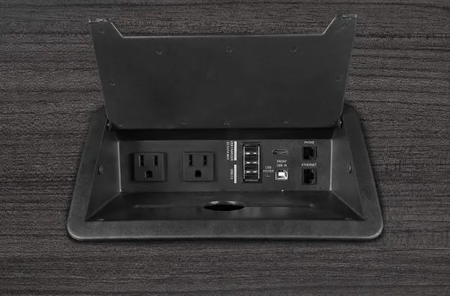 Alt view image 7 of 7 - Regency Legacy 24 ft Racetrack Laminate Conference Table with 4 Charging Ports- Ash Grey