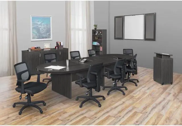 Alt view image 2 of 7 - Regency Legacy 14 ft. Racetrack Laminate Conference Table with Charging Port- Ash Grey