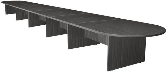 Main image of Regency Legacy 24 ft Racetrack Laminate Conference Table with 4 Charging Ports- Ash Grey