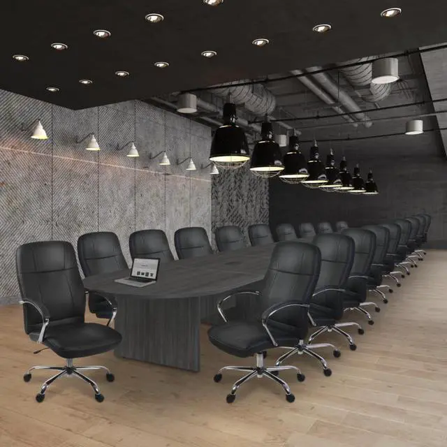 Alt view image 2 of 7 - Regency Legacy 24 ft Racetrack Laminate Conference Table with 4 Charging Ports- Ash Grey