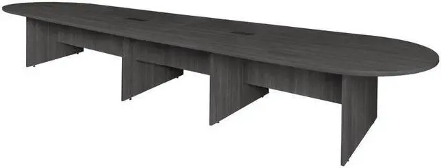 Main image of Regency Legacy 18 ft Racetrack Laminate Conference Table with 2 Charging Ports- Ash Grey