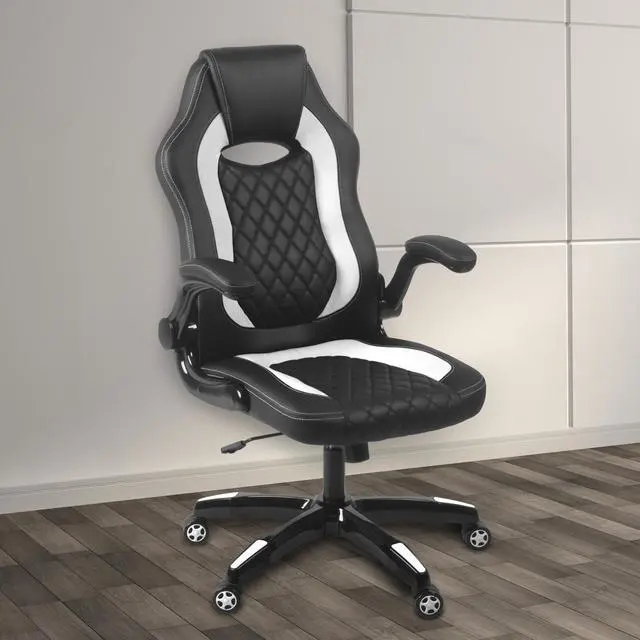 Alt view image 3 of 7 - Aon Archeus Ergonomic Gaming Office Chair  High-Back Computer Desk Chair with Lumbar Support, Flip-Up Arms, Tilt Lock, 360 degree Swivel & Padded Seat for Gamers & Professionals (Black & White)